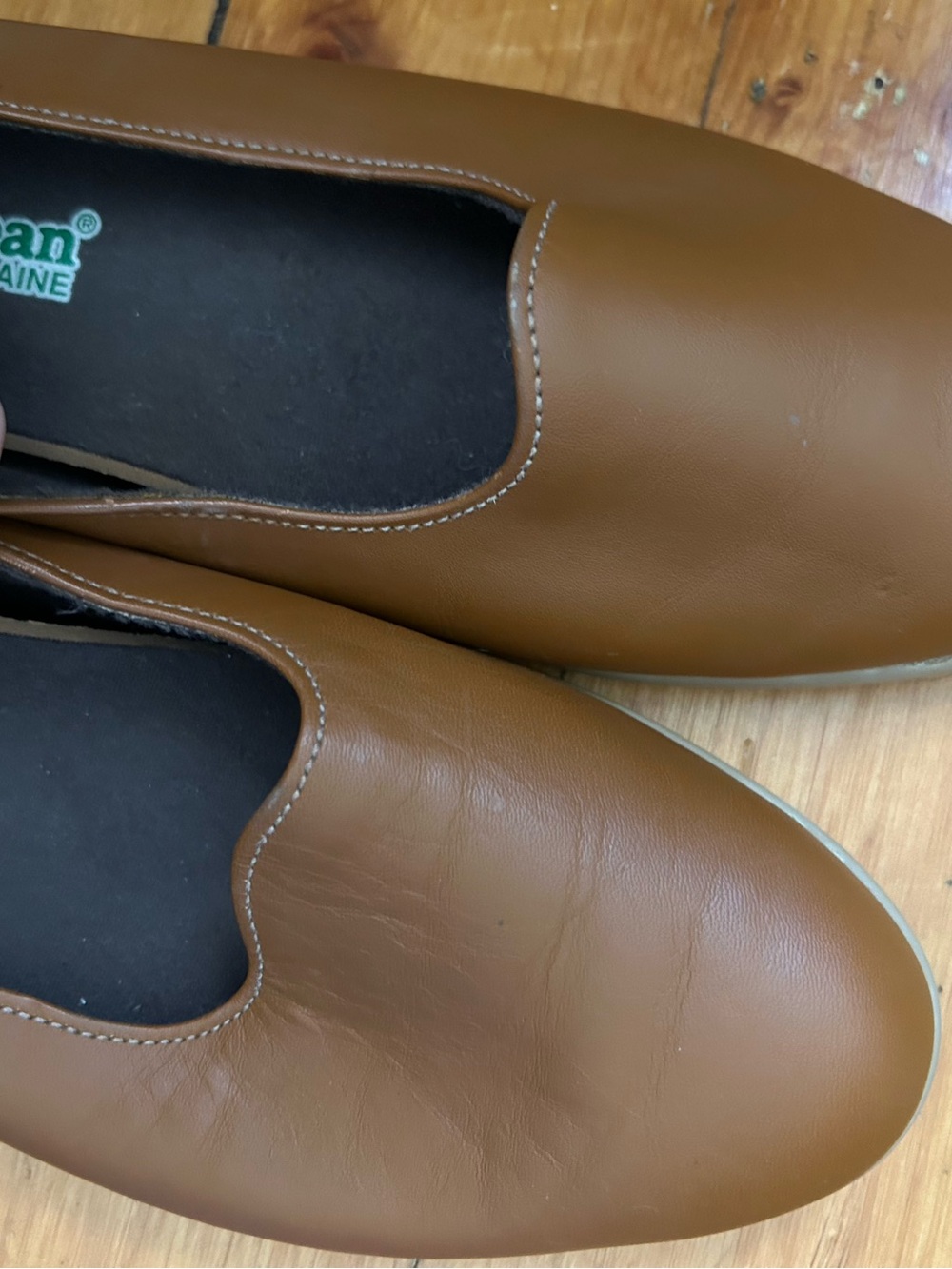 L.L.Bean Freeport Maine Brown Leather Skimmer Flats Women’s 8W Wide Slip-On vtg - Picture 4 of 6